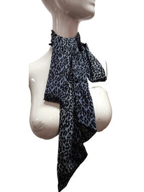 Leopard Sash Very Long Scarf Belt PUSSYBOW Sateen Polyester Waist 34 Size Large